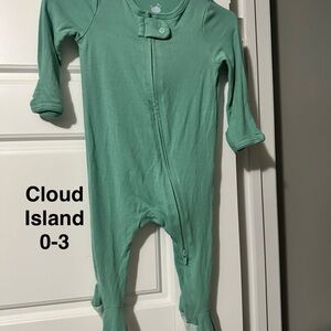cloud island mint green footed one-piece romper